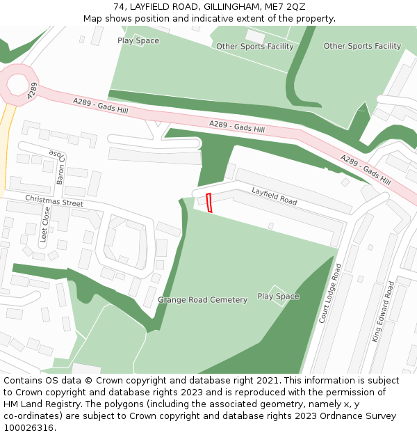 74, LAYFIELD ROAD, GILLINGHAM, ME7 2QZ: Location map and indicative extent of plot