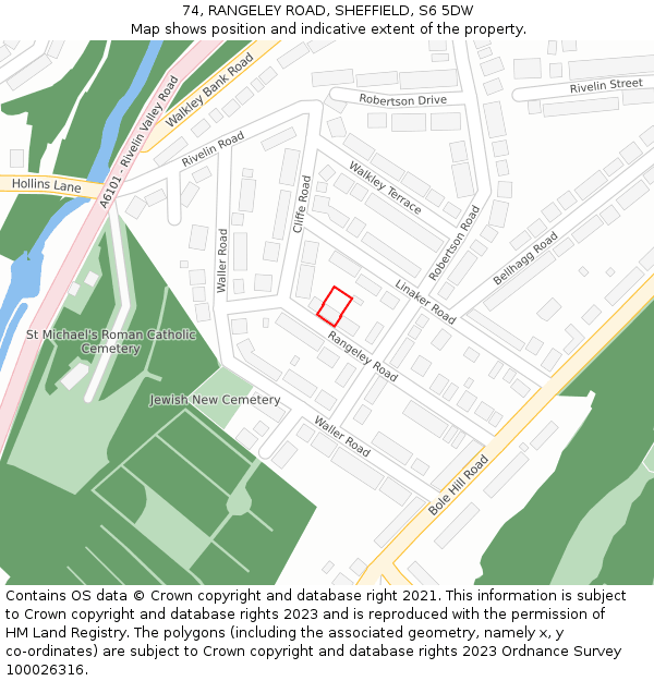 74, RANGELEY ROAD, SHEFFIELD, S6 5DW: Location map and indicative extent of plot