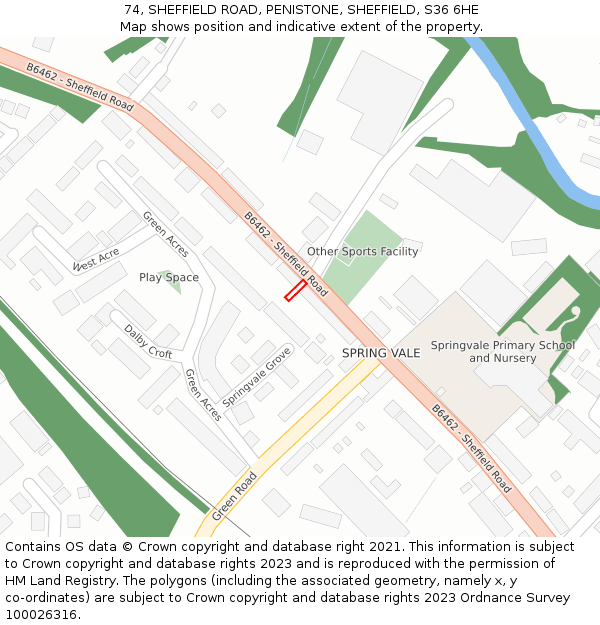74, SHEFFIELD ROAD, PENISTONE, SHEFFIELD, S36 6HE: Location map and indicative extent of plot