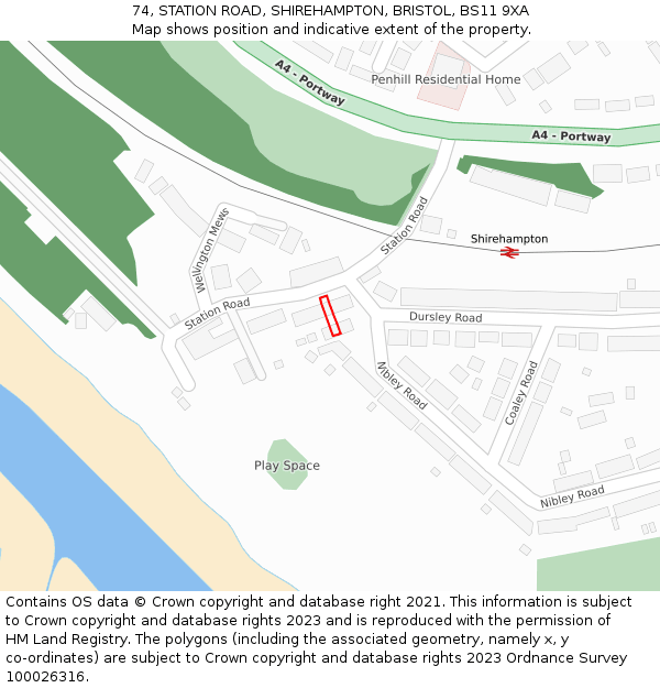 74, STATION ROAD, SHIREHAMPTON, BRISTOL, BS11 9XA: Location map and indicative extent of plot