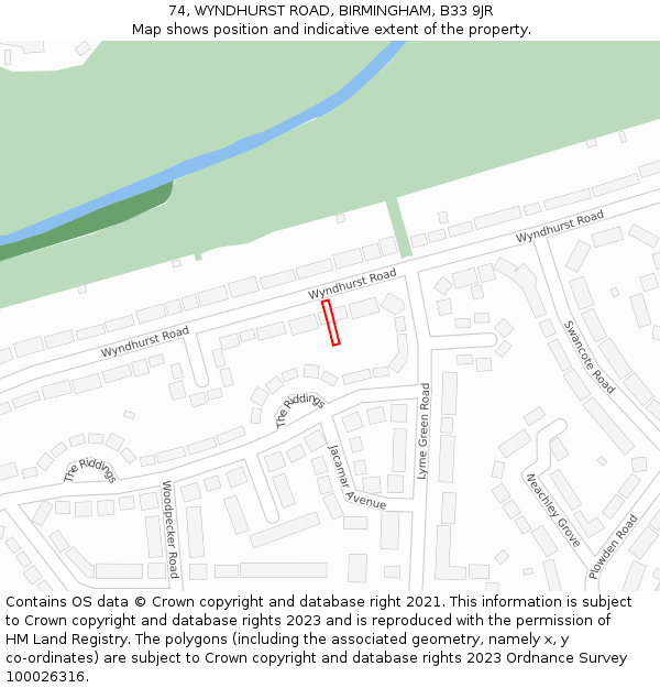 74, WYNDHURST ROAD, BIRMINGHAM, B33 9JR: Location map and indicative extent of plot