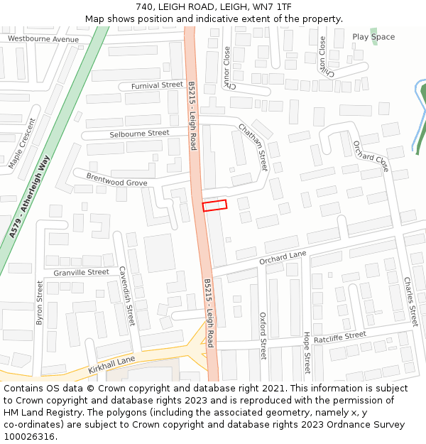740, LEIGH ROAD, LEIGH, WN7 1TF: Location map and indicative extent of plot