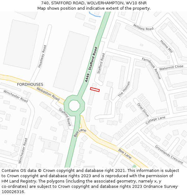 740, STAFFORD ROAD, WOLVERHAMPTON, WV10 6NR: Location map and indicative extent of plot