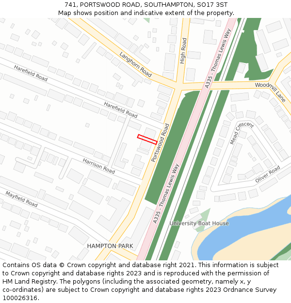 741, PORTSWOOD ROAD, SOUTHAMPTON, SO17 3ST: Location map and indicative extent of plot