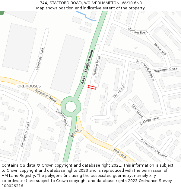 744, STAFFORD ROAD, WOLVERHAMPTON, WV10 6NR: Location map and indicative extent of plot