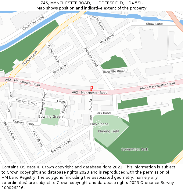 746, MANCHESTER ROAD, HUDDERSFIELD, HD4 5SU: Location map and indicative extent of plot