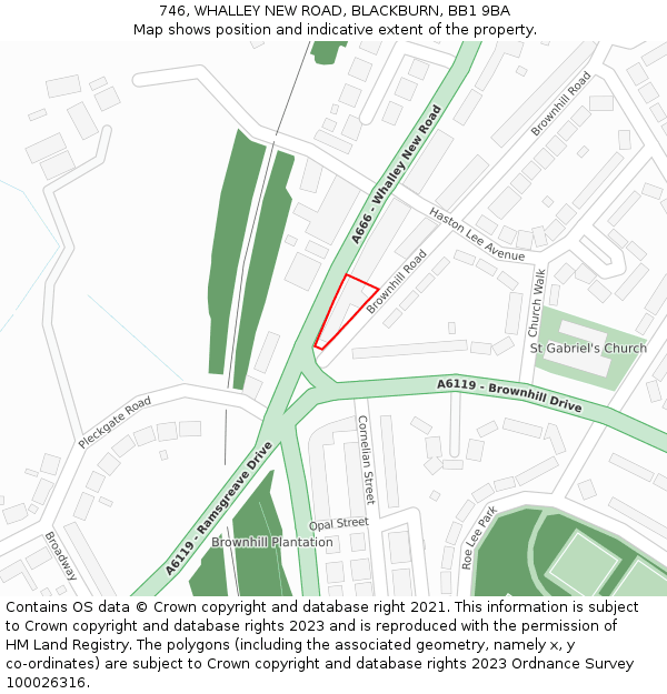 746, WHALLEY NEW ROAD, BLACKBURN, BB1 9BA: Location map and indicative extent of plot
