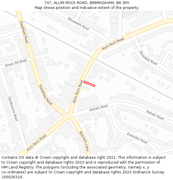 747, ALUM ROCK ROAD, BIRMINGHAM, B8 3PX: Location map and indicative extent of plot