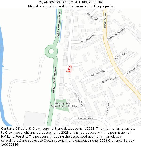 75, ANGOODS LANE, CHATTERIS, PE16 6RG: Location map and indicative extent of plot