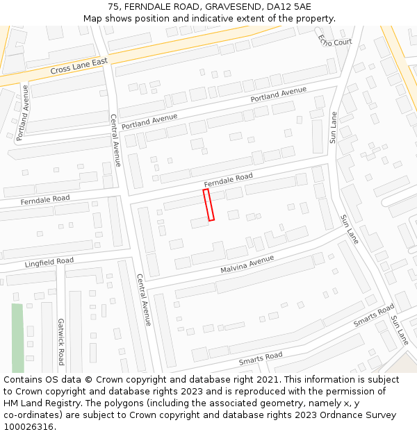 75, FERNDALE ROAD, GRAVESEND, DA12 5AE: Location map and indicative extent of plot