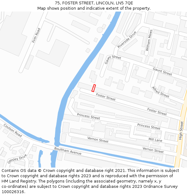 75, FOSTER STREET, LINCOLN, LN5 7QE: Location map and indicative extent of plot