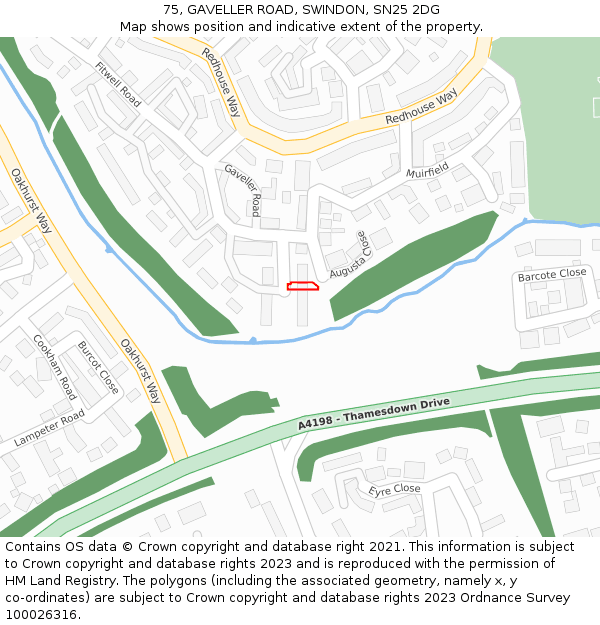 75, GAVELLER ROAD, SWINDON, SN25 2DG: Location map and indicative extent of plot