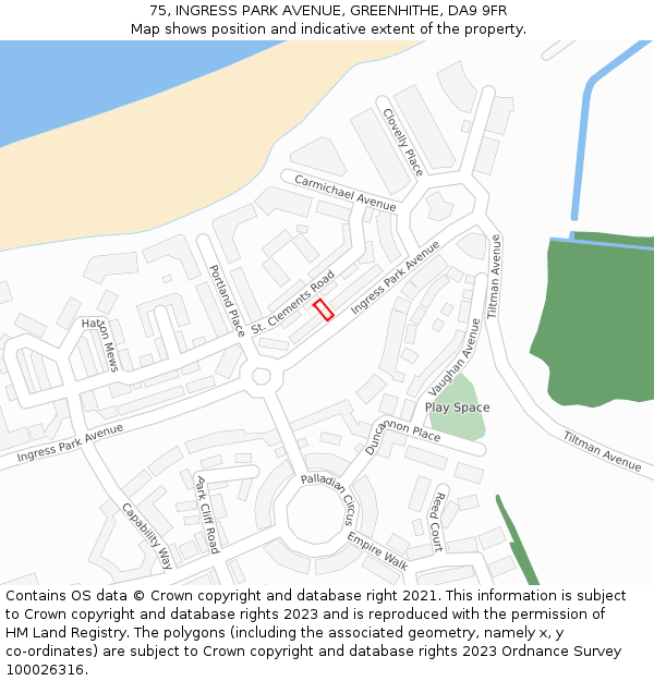 75, INGRESS PARK AVENUE, GREENHITHE, DA9 9FR: Location map and indicative extent of plot
