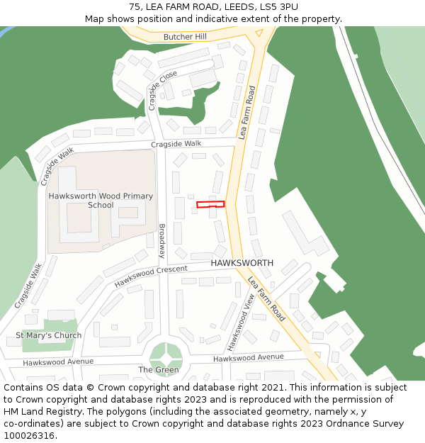 75, LEA FARM ROAD, LEEDS, LS5 3PU: Location map and indicative extent of plot