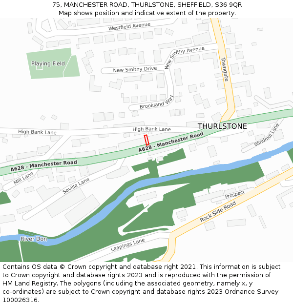 75, MANCHESTER ROAD, THURLSTONE, SHEFFIELD, S36 9QR: Location map and indicative extent of plot