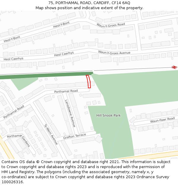 75, PORTHAMAL ROAD, CARDIFF, CF14 6AQ: Location map and indicative extent of plot
