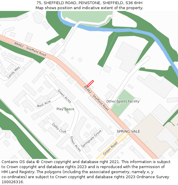 75, SHEFFIELD ROAD, PENISTONE, SHEFFIELD, S36 6HH: Location map and indicative extent of plot