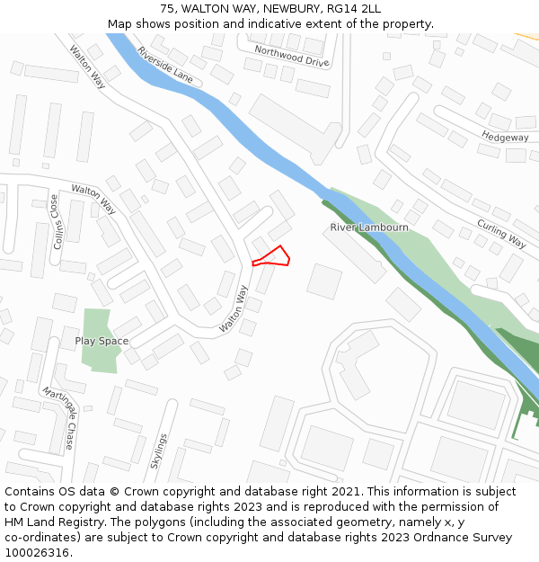 75, WALTON WAY, NEWBURY, RG14 2LL: Location map and indicative extent of plot