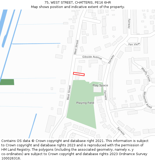 75, WEST STREET, CHATTERIS, PE16 6HR: Location map and indicative extent of plot