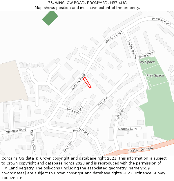 75, WINSLOW ROAD, BROMYARD, HR7 4UG: Location map and indicative extent of plot