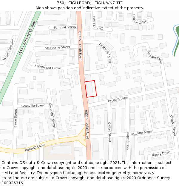 750, LEIGH ROAD, LEIGH, WN7 1TF: Location map and indicative extent of plot