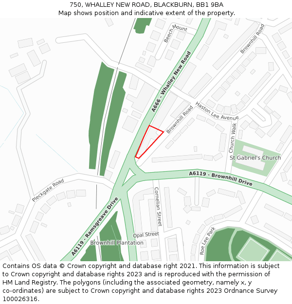 750, WHALLEY NEW ROAD, BLACKBURN, BB1 9BA: Location map and indicative extent of plot