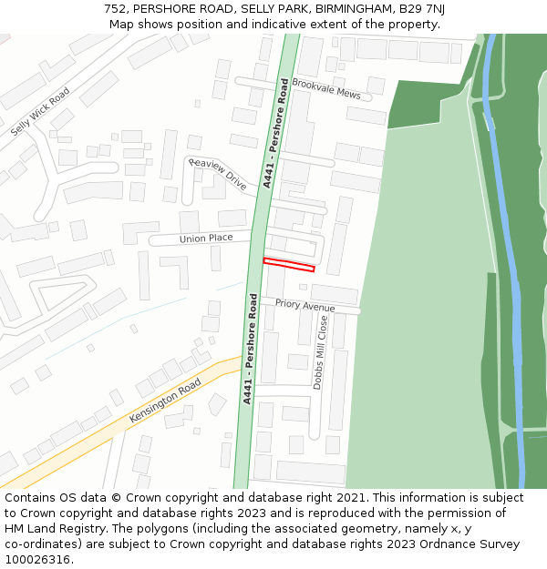 752, PERSHORE ROAD, SELLY PARK, BIRMINGHAM, B29 7NJ: Location map and indicative extent of plot