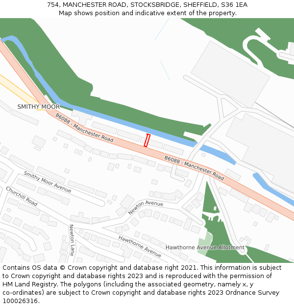 754, MANCHESTER ROAD, STOCKSBRIDGE, SHEFFIELD, S36 1EA: Location map and indicative extent of plot