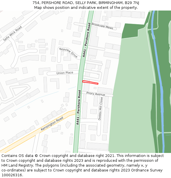754, PERSHORE ROAD, SELLY PARK, BIRMINGHAM, B29 7NJ: Location map and indicative extent of plot