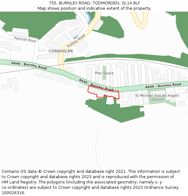 755, BURNLEY ROAD, TODMORDEN, OL14 8LF: Location map and indicative extent of plot