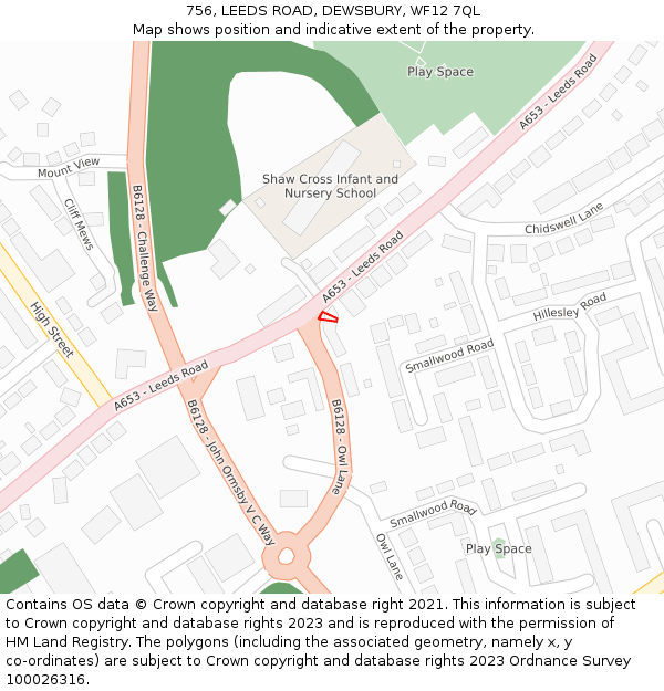 756, LEEDS ROAD, DEWSBURY, WF12 7QL: Location map and indicative extent of plot