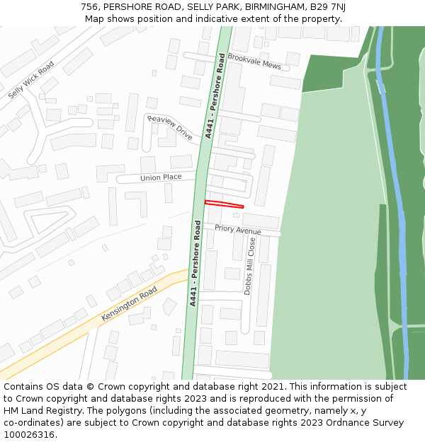 756, PERSHORE ROAD, SELLY PARK, BIRMINGHAM, B29 7NJ: Location map and indicative extent of plot