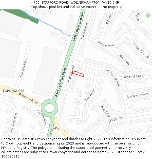 756, STAFFORD ROAD, WOLVERHAMPTON, WV10 6NR: Location map and indicative extent of plot