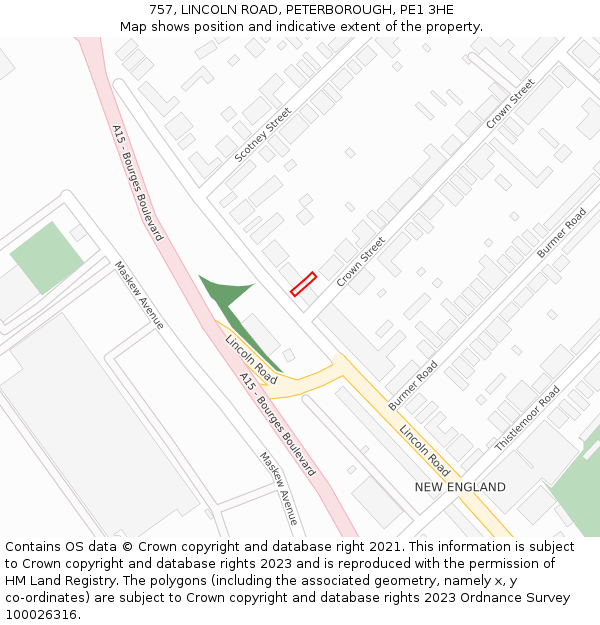 757, LINCOLN ROAD, PETERBOROUGH, PE1 3HE: Location map and indicative extent of plot