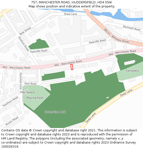 757, MANCHESTER ROAD, HUDDERSFIELD, HD4 5SW: Location map and indicative extent of plot
