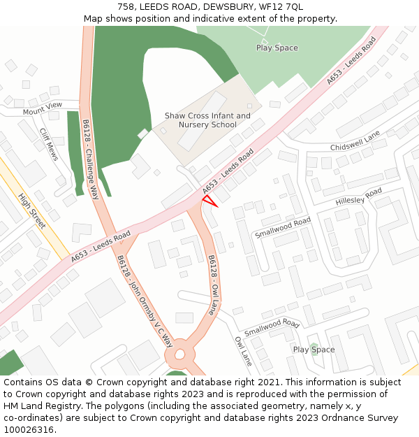 758, LEEDS ROAD, DEWSBURY, WF12 7QL: Location map and indicative extent of plot