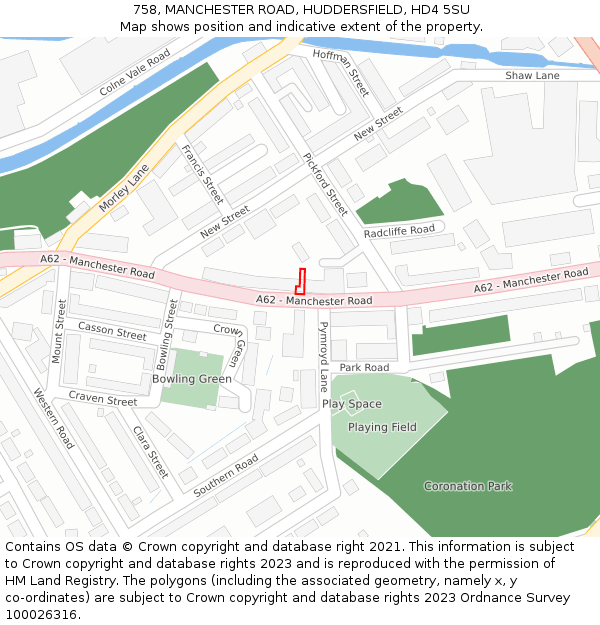 758, MANCHESTER ROAD, HUDDERSFIELD, HD4 5SU: Location map and indicative extent of plot