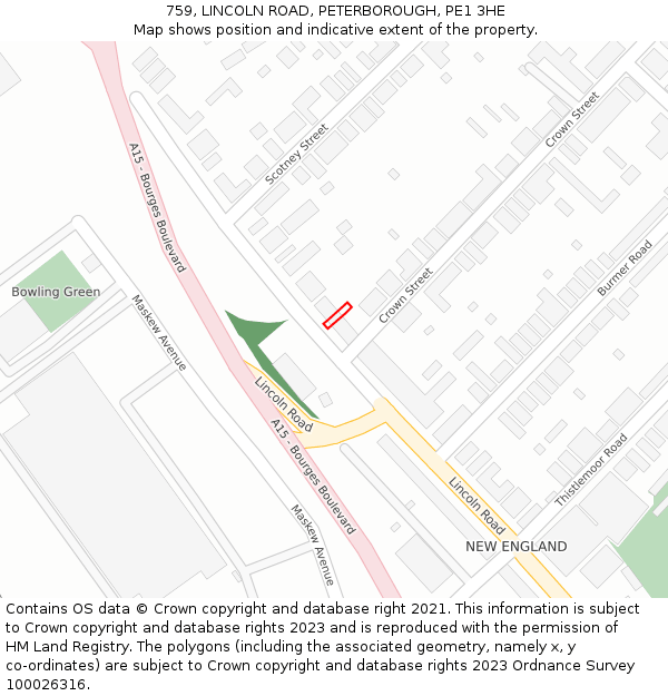 759, LINCOLN ROAD, PETERBOROUGH, PE1 3HE: Location map and indicative extent of plot