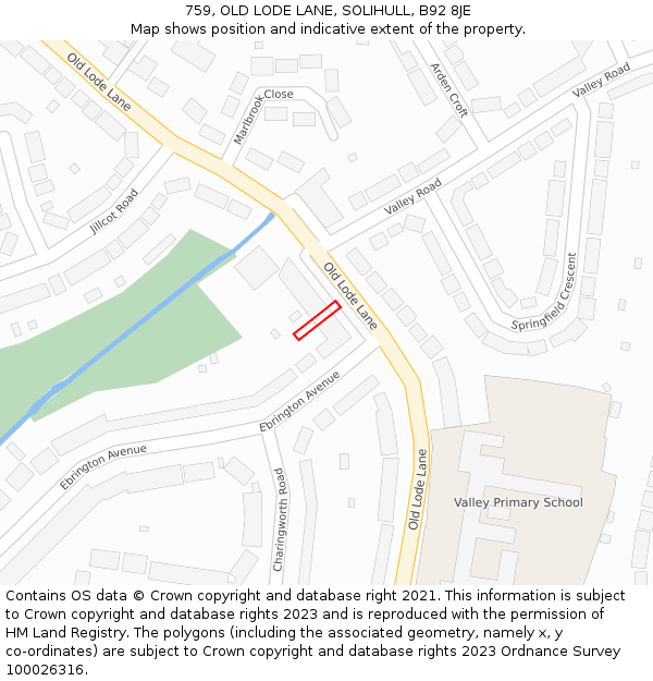 759, OLD LODE LANE, SOLIHULL, B92 8JE: Location map and indicative extent of plot