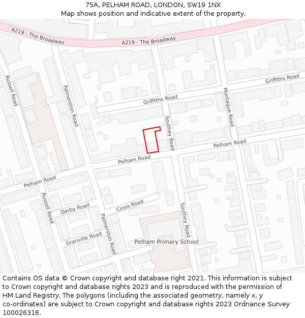 75A, PELHAM ROAD, LONDON, SW19 1NX: Location map and indicative extent of plot