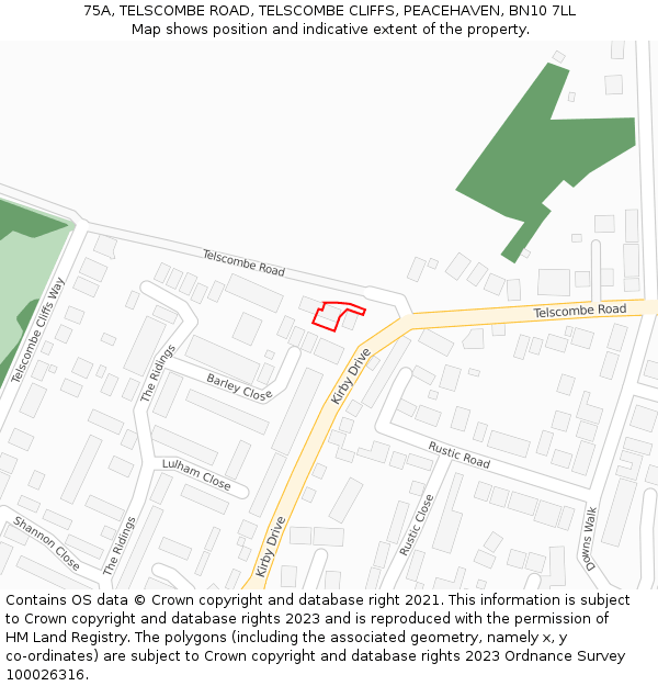 75A, TELSCOMBE ROAD, TELSCOMBE CLIFFS, PEACEHAVEN, BN10 7LL: Location map and indicative extent of plot