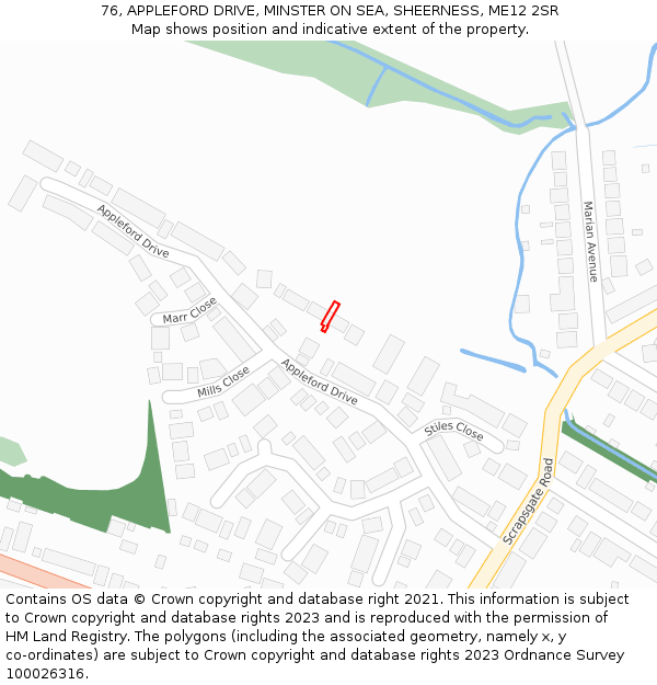 76, APPLEFORD DRIVE, MINSTER ON SEA, SHEERNESS, ME12 2SR: Location map and indicative extent of plot