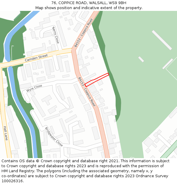 76, COPPICE ROAD, WALSALL, WS9 9BH: Location map and indicative extent of plot