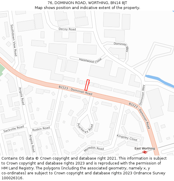 76, DOMINION ROAD, WORTHING, BN14 8JT: Location map and indicative extent of plot