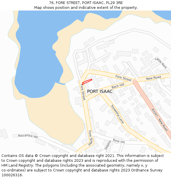 76, FORE STREET, PORT ISAAC, PL29 3RE: Location map and indicative extent of plot