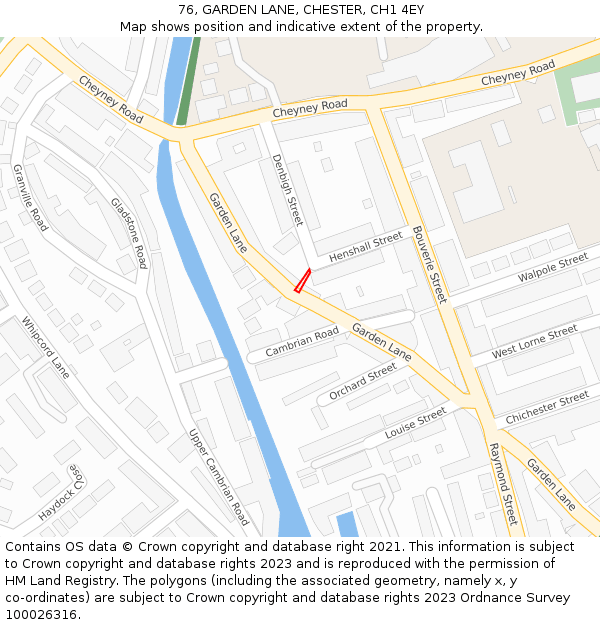 76, GARDEN LANE, CHESTER, CH1 4EY: Location map and indicative extent of plot