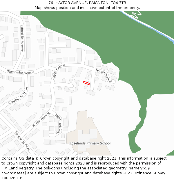 76, HAYTOR AVENUE, PAIGNTON, TQ4 7TB: Location map and indicative extent of plot