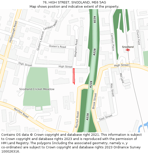 76, HIGH STREET, SNODLAND, ME6 5AG: Location map and indicative extent of plot