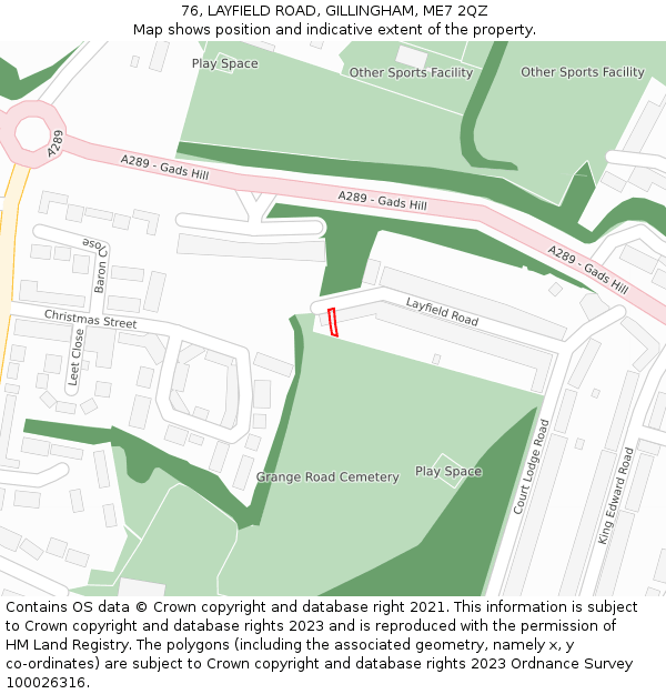 76, LAYFIELD ROAD, GILLINGHAM, ME7 2QZ: Location map and indicative extent of plot