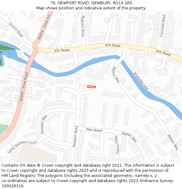 76, NEWPORT ROAD, NEWBURY, RG14 2AS: Location map and indicative extent of plot